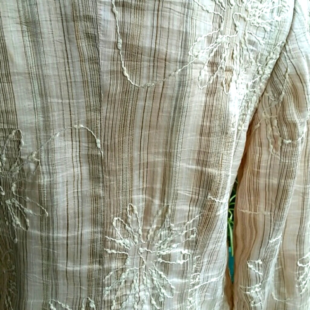 Blue Ice Ivory Embroidered Blazer Jacket Size 6 - Picture 6 of 9